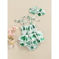 thumbnail image 3 of Newborn Baby Girl Romper Dress Summer Sleeveless Clover Print Buttons Toddlers Casual Bodysuit 2pcs Clothing Suit, 3 of 8