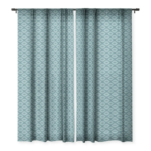 Society6 Heather Dutton Solstice Teal Single Panel Sheer Window Curtain 50" x 96"