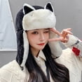 thumbnail image 4 of SikaFu New Cute Ears Women Winter Hat Ladies Thick Warm Russian Hat Female Fleece Snow Ski Trapper Earflap Cap Women Bomber Hat, 4 of 6