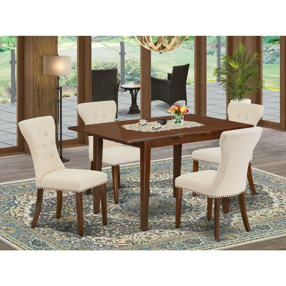 Kitchen Dining Table Set 5 Piece - Hardwood Table & 4 Parsons Chairs - Modern Dining Room Set
