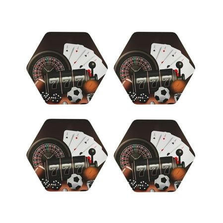 

Tideii Casino And Sports for Leather Coasters 4 Pieces Anti-fouling and Anti-scalding Decorative Coasters Suitable for Restaurants Kitchens Coffee Shops-Hexagon
