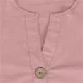 thumbnail image 6 of Pink Womens Blouses Linen Shirt for Women Summer Cotton and Linen V Neck 3/4 Sleeve Top Loose Holiday Beach Shirt Tunic Top Ladies Tops and Blouses, 6 of 6
