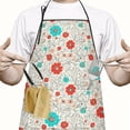 thumbnail image 2 of Pioneer Flower Floral Print Pattern Cotton Linen Apron with Pockets, Waterproof Adjustable, 33x27 Inch for Kitchen, Gardening, BBQ, Salon, 2 of 6
