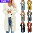 thumbnail image 2 of Knitwear autumn and winter long twist jumper women button cardigan jacket fashion temperament leisure jumper cardigan, 2 of 2