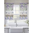 thumbnail image 5 of Spring Purple Flowers Sheer Curtains 45 Inch Length 2 Panels Set Window Treatments, Farmhouse Leaves Fences Gray Plaid Rod Pocket Semi Curtains for Living Room/Bedroom/Kitchen Décor, 104"W x 45"L, 5 of 7