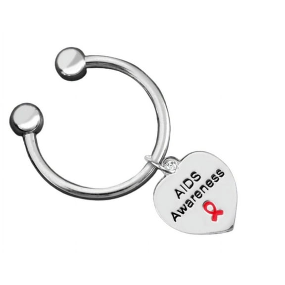 AIDS Awareness Heart Keychains 12 Pack