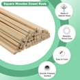 thumbnail image 2 of Uxcell 10-Pack Wood Square Dowel Rods, 13/64 x 12 Inch Unfinished Wooden Square Dowel Rod, Hardwood Sticks for Crafts, 2 of 7