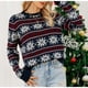 thumbnail image 5 of Gibobby Mujeres Navidad Suéter de cuello redondo de otoño invierno Suéter de Navidad de de nieve pequeño de manga larga para mujer(Marina,XG), 5 of 5