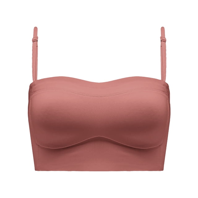 GDREDA Machine Washable Bra Women's Low Back Bra Wire Backless Bra Convertible Spaghetti Strap Seamless Sleeping Bralette Red,85/38