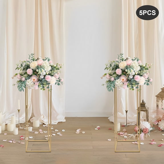 5PC 31.5in Tall Gold Metal Flower Stand for Wedding Table Centerpieces Decor