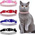 thumbnail image 1 of 4 piezas de collares para gatos con diamantes de imitación, collares para gatos con cascabel, collares para mascotas con terciopelo suave, 4 colores Xemadio WMZL-1866-2, 1 of 8