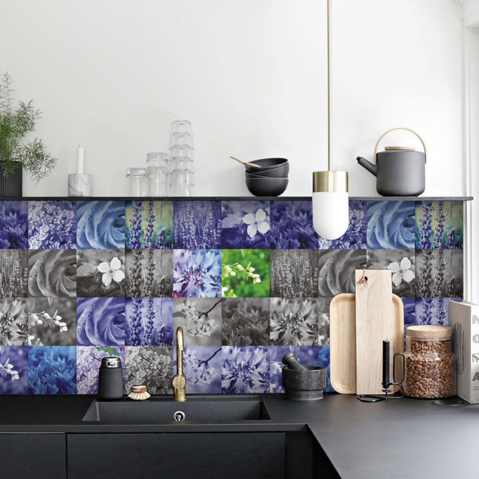 Clearance！5.9"x5.9"24pcs Multicolor Heat Resistant Peel and Stick Tile Splashback,Premium Backsplash Peel and Stick Tile for Kitchen Bathroom Stick Subway Tiles