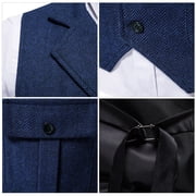 Tweed Slim Fit Suit Vest for Men Formal Herringbone Groom Vest Tailored Collar Business Waistcoat British Western Classic Vests with Pockets