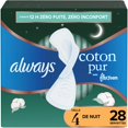 thumbnail image 2 of Always Pure Cotton Feminine Pads for Women, Size 4, Overnight, with wings, Unscented, 2 of 19