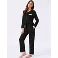 thumbnail image 3 of DARING DIVA Pajama Sets Lace Trim Elastic Waist Pant Loungewear S Black, 3 of 7