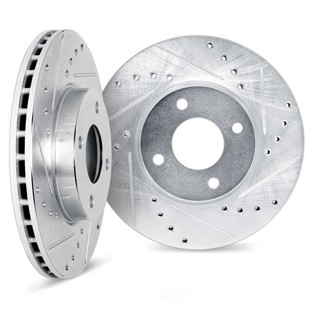 Dynamic Friction Company 7002-67070 DFC Brake Rotors - Drilled & Slotted - Silver