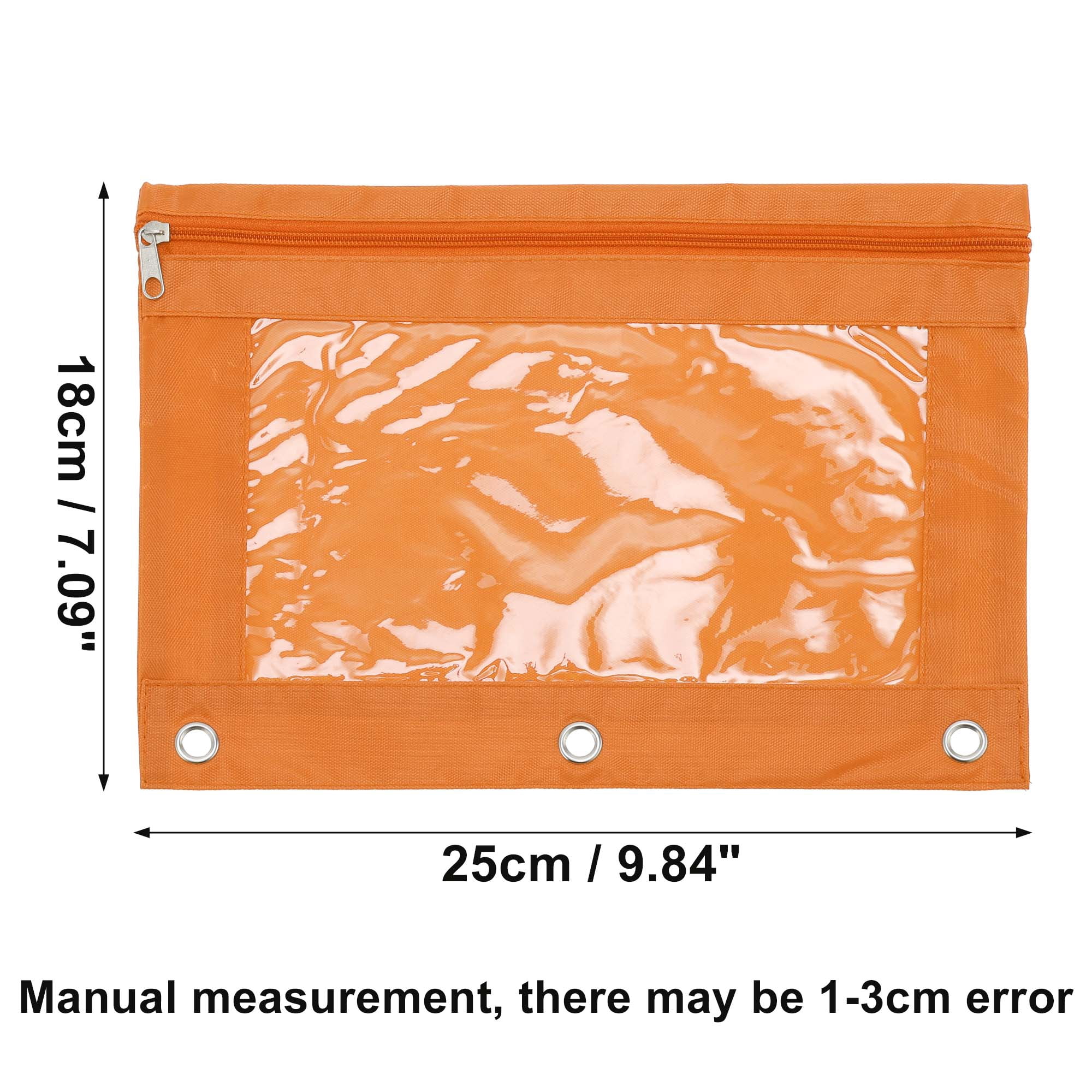 Unique Bargains Pencil Case for 3 Ring Binder, Double Layer, Smooth Zipper Orange