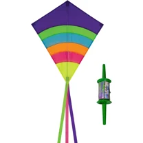 In the Breeze 3304-3424 — Neon Arch 27" Diamond Kite with 30LB-500FT Kite Line Spool — Easy Flying, Fun Kite for All Ages