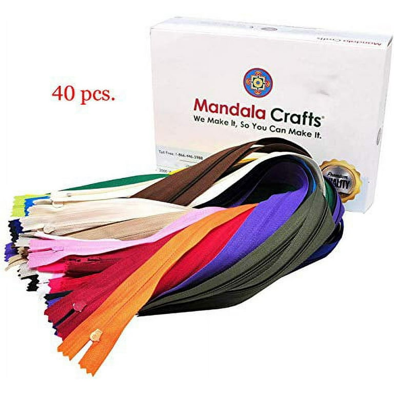 Nylon Zippers for Sewing, Bulk Zipper Supplies by Mandala Crafts (7 Inches,  Black) 