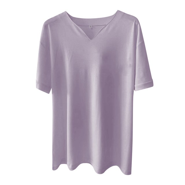Men's Casual Solid Color V-Neck Gentleman's Business Short Sleeve Fitness T-Shirt L