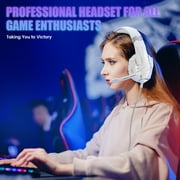 UHM Gaming Headset Wired for PS5 PS4 PC Xbox One Controller,Noise Cancelling Over Ear Headphones with Mic,LED Light,Bass Surround,Soft Memory Earmuffs for Laptop Mac,White