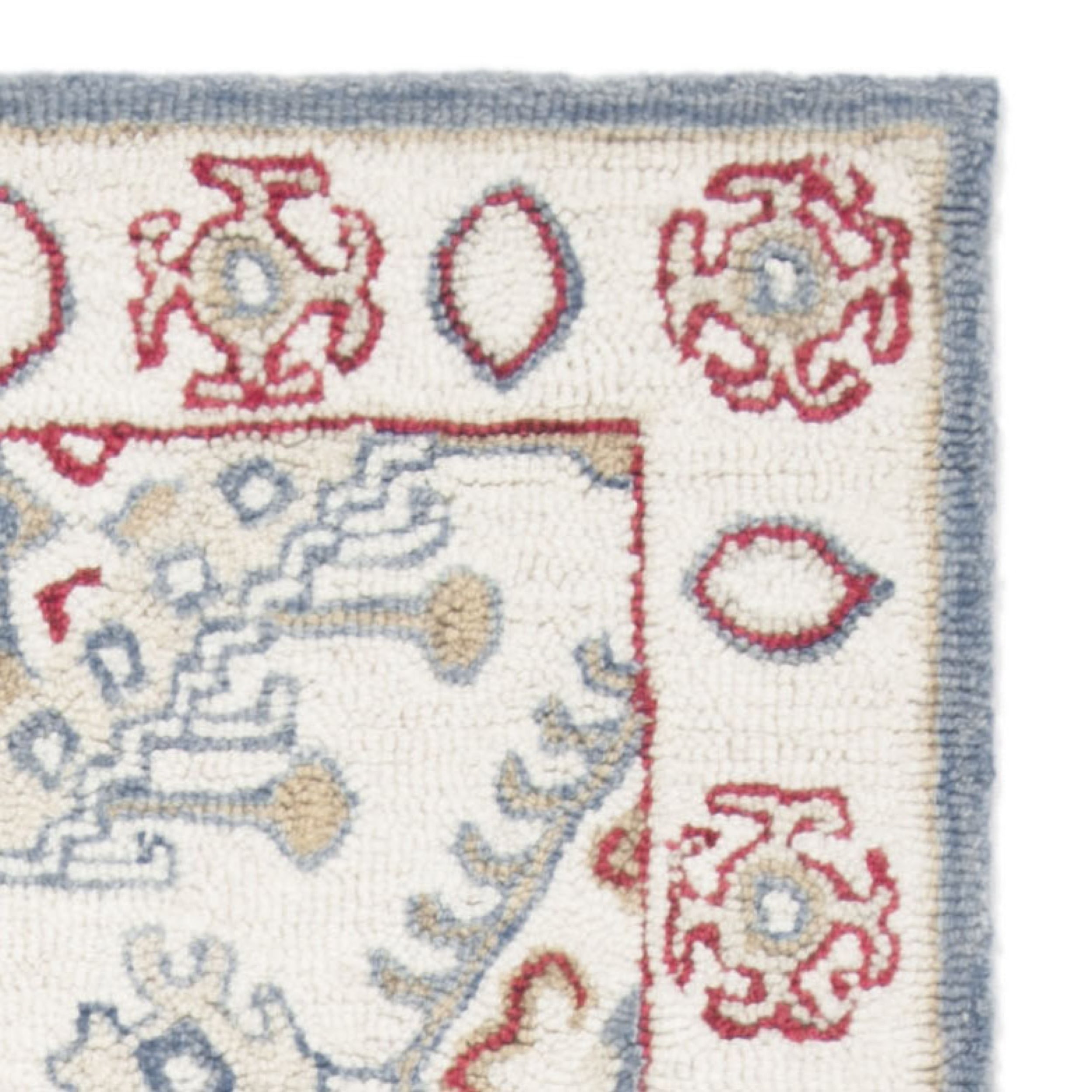 SAFAVIEH Micro-Loop Jolene Geometric Wool Runner Rug, Ivory/Red, 2'3" x 7'