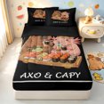 thumbnail image 2 of Manfei Sushi Axolotl Capybara Zipper Twin Comforter Sets with Fitted Sheet and 2 Pillowcases, Japanese Food Animal Zipper Bedding Set, Black Pink, Black Reversible, 4 Pieces, 2 of 7