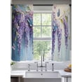 thumbnail image 2 of Butterfly Flower Sheer Curtains 63 Inch Length 2 Panels Set, Pastoral Purple Painting Grunge Art Voile Window Treatment Rod Pocket Curtains Sheers Drapes for Bedroom/Living Room/Kitchen 52x"63"x2, 2 of 7