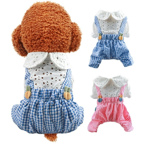 Visland Soft Pet Jumpsuit Adorable Polyester Close-fitting Pet Bunny Plaid Romper for Puppy