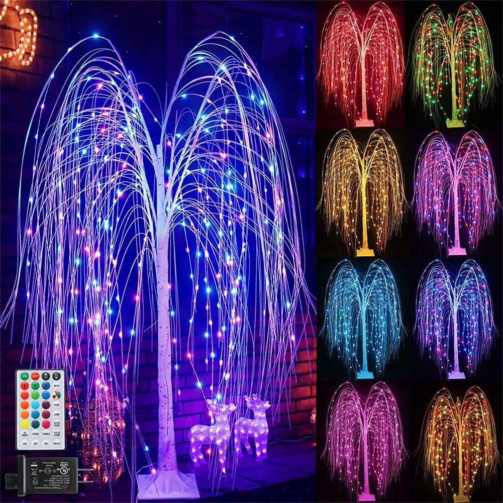 Cfowner 216 LED 5FT Colorful Lighted Willow Tree, RGB LED Tree with Remote, Willow  Tree with Multicolored White String Lights for Indoor Outdoor Christmas  Party Home Wedding Decor