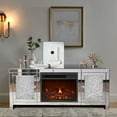 thumbnail image 3 of COSVALVE 47.2" Modern Silver LED TV Stand Electric Mirrored Fireplace Crushed Diamond Entertainment Center Cabinet for TVs Up to 55 inch Living Room, 3 of 11