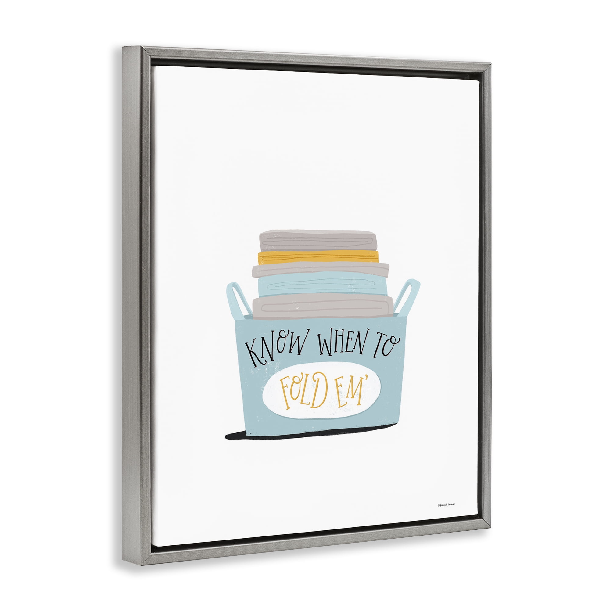 Stupell Industries Know When to Fold Typography Painting Gray Floater Framed Art Print Wall Art, 17 x 21