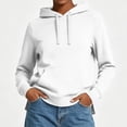 thumbnail image 2 of Josdec Drawstring Hooded Sweatshirts for Women Solid Color Long Sleeve Pullover Kangaroo Pocket Side Split Hem Casual Hoodies S-2XL, 2 of 9