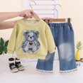 thumbnail image 2 of Toddler Baby Girl Fall Clothes 9 12 Months 2T 3T 4T 5T Shirt Long Sleeve Crewneck Sweatshirt Pants Winter Fashion Outfit 6-12 Months Light Yellow Size 2-3 Years, 2 of 5