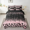 thumbnail image 2 of Homewish Cheetah Print Girl 7-Piece Twin Bedding Sets,Black Pink Bedding Comforter Set,Bling Glitter Breathable Sheet Sets,Microfiber Bedroom Decor,Reversible, 2 of 8