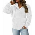 thumbnail image 6 of Admvng Sweatshirt for Women Casual Solid Keep Warm Button Down Collar Hooded Sweatshirts Tops Loose Long Sleeve Blouse Coats, Size S-2XL, 6 of 8