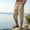 Khaki, variant on Men's Cotton Linen Capri Long Utility Stacked Cargo Shorts Below Knee 13 Inches Relaxed Fit Casual Elastic Waist Multi-Pocket Size 3XL Dark Gray
