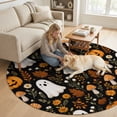 thumbnail image 2 of Halloween Round Area Rug 3Ft Washable Small Circle Rugs for Kitchen Entryway, Funny Ghost Pumpkins Mushrooms Botanical Non-Slip Carpet Floor Mats Indoor Outdoor Carpet Runner Aesthetic Home Decor, 2 of 8
