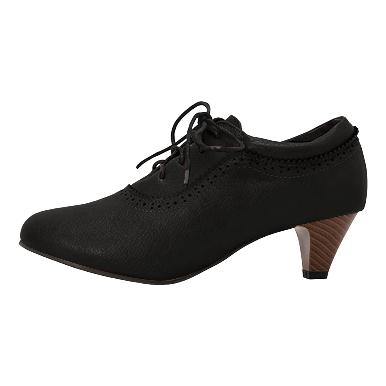 Chenyee Women's Ankle Boots Vintage Lace Up Non Slip Work Shoes Fashion Dress Kitten Heels