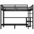 thumbnail image 6 of Bellemave Full XL Over Twin Bunk Bed with Desk and Storage Shelf, Metal Loft Bed with LED Lights & Charging Station, Bunk Bed Frame for Teen & Adults, No Box Spring Needed（Black), 6 of 9