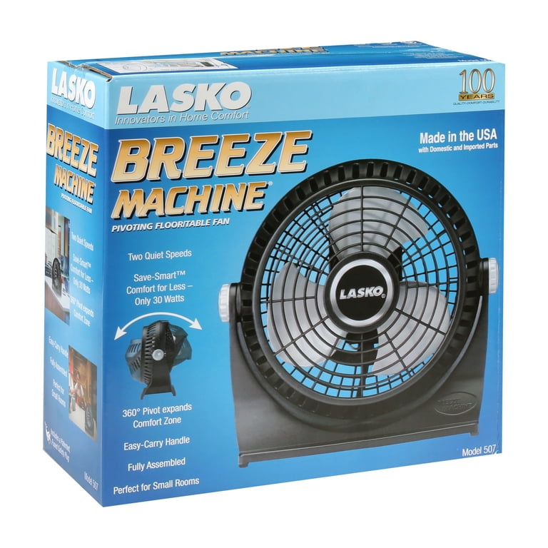 Lasko 10 Breeze Machine Pivoting 2-Speed Floor Fan, Model 507, Black -  Walmart.com