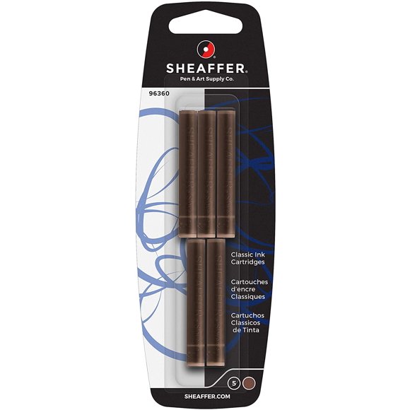 Sheaffer 96360 Skrip Ink Cartridges, Brown, 5 Pack Blister Card