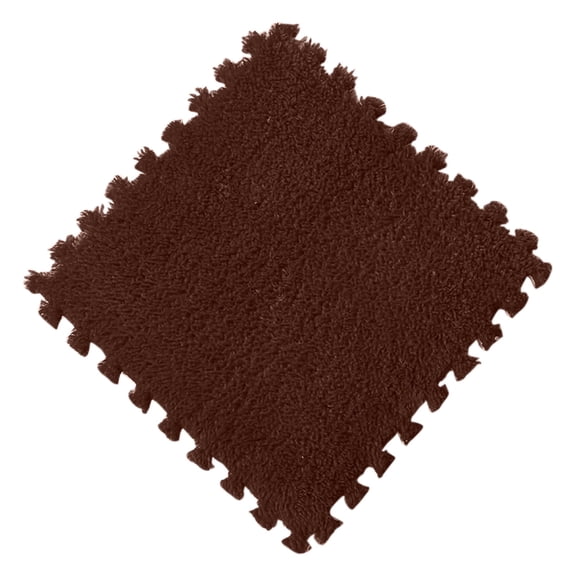 Tao Tao Thickened Plush Foam Interlocking Floor Carpet Mat,11.8x11.8 In Fluffy Square Puzzle Foam Carpet Tiles With Edgings,Soft Anti-Slip Shaggy Area Rug Playmat Coffee