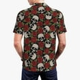 thumbnail image 4 of Balery Red Rose Skull Printed Men’s Short Sleeve Polo Shirt, Midweight Men's Shirt,Golf Polo shirts -3X-Large, 4 of 9