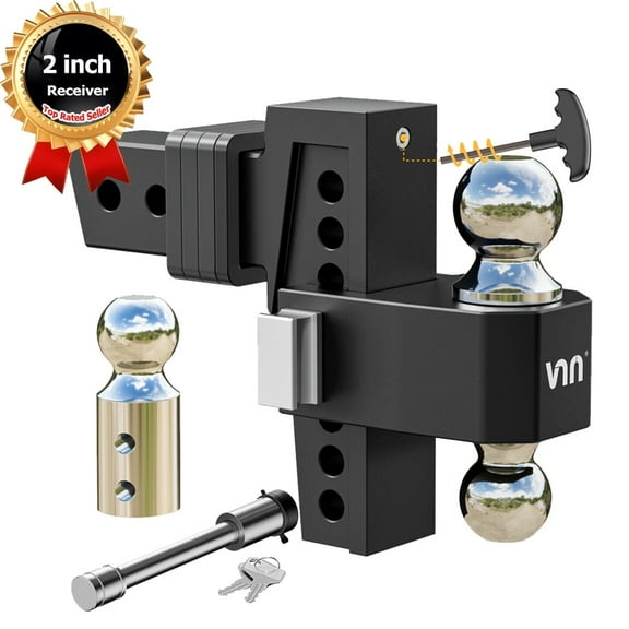 VNN Adjustable Trailer Hitch 2" Receiver Fits 6" Drop Tow Hitch 15000LBS Replace Tri-Ball(2", 2-5/16",1-7/8")