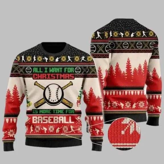 Baseball 3D Christmas Sweater