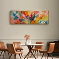 thumbnail image 4 of Large Framed Canvas Print Abstract Watercolor LandscapeWall Art Decorative Ready to Hang Painting for Living room Bedroom 60x20 inches Natural Frame, 4 of 7