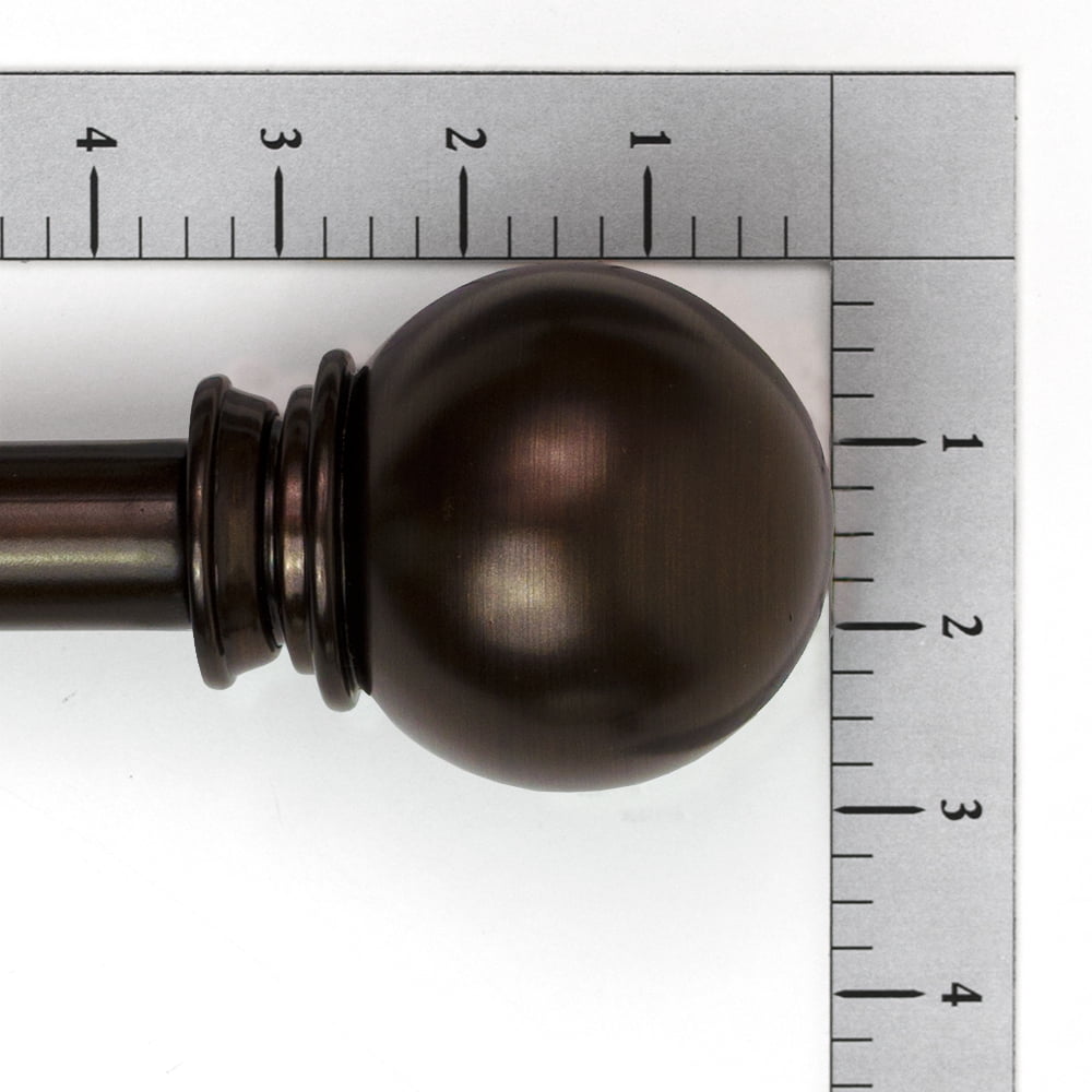 Lumino 1" and 5/8" Bronze Classic Ball Adjustable Double Curtain Rod Set, 42"-120"