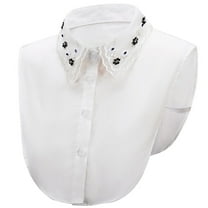 LoudSung False Collar Detachable Half Shirt Blouse Embroidery Floral Lace Dickey Fake Collar Elegant for Women Girls