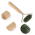 thumbnail image 3 of Rodillo facial portátil de una sola espina para mujeres para vacaciones, baño, palo de madera verde profundo, jade, 3 of 3